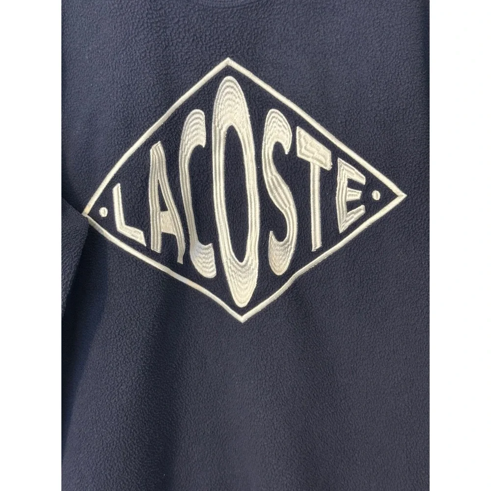 Lacoste LIVE Fleece Sweatshirt Diamond‎ Logo Pullover Navy Blue Mens - Picture 3 of 10